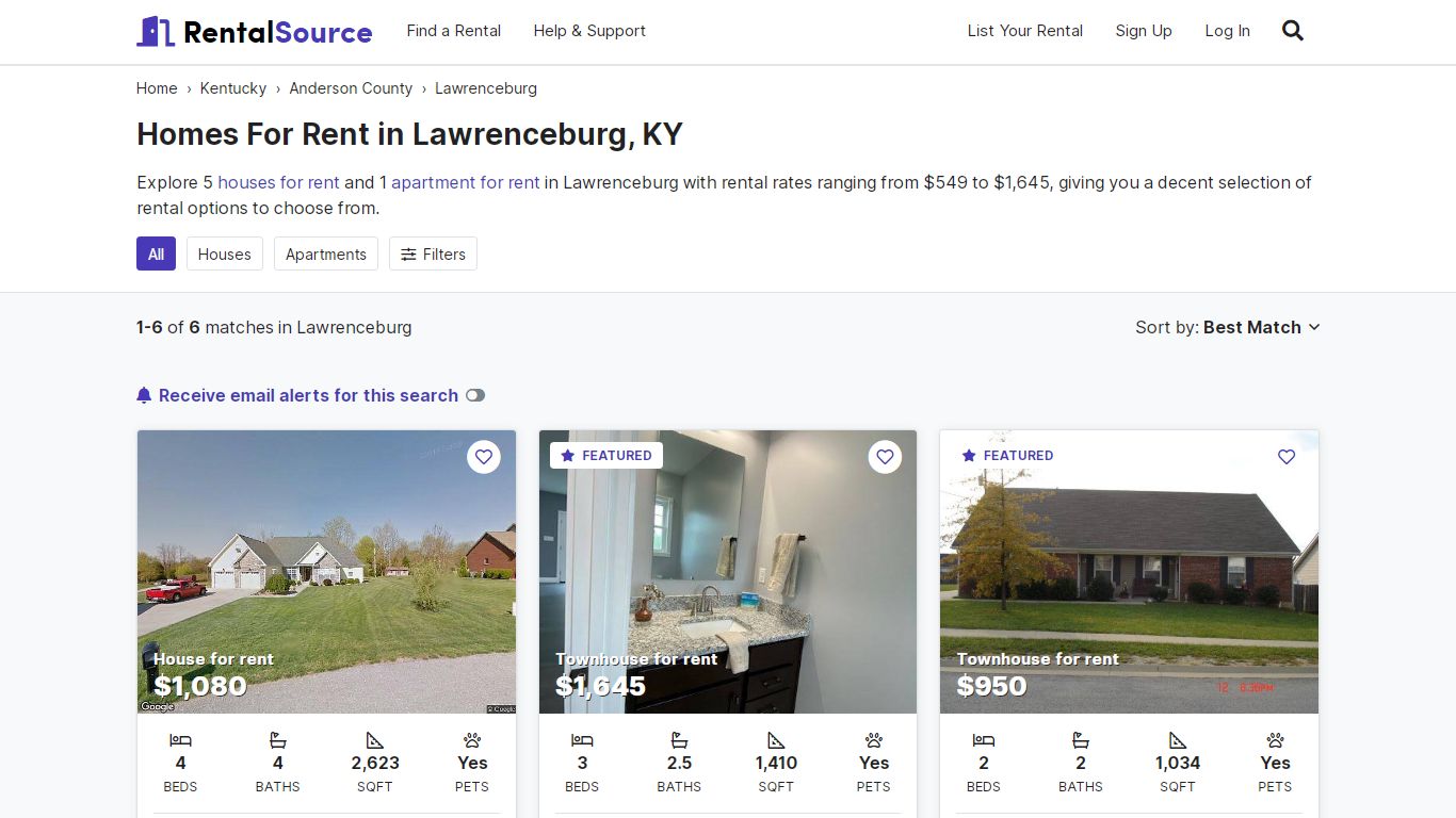 Homes For Rent in Lawrenceburg, KY - 5 Homes | RentalSource